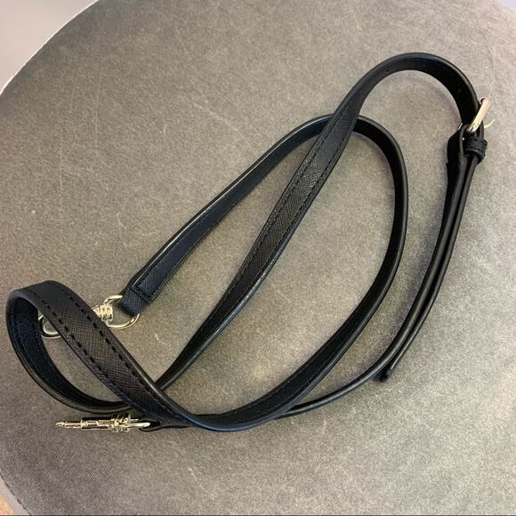 KARL Lagerfeld black leather gold hardware crossbody shoulder bag purse - Picture 8 of 11